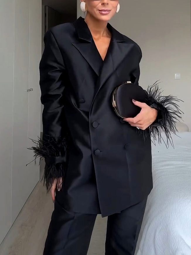 Elegant Tailored Satin Straight-Leg Pants