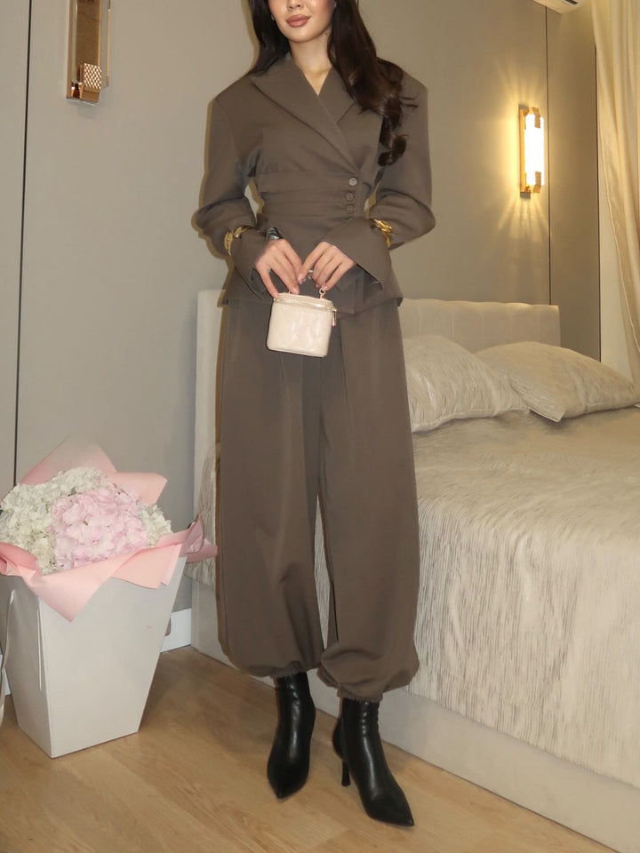 Elegant High-Waisted Wide-Leg Tailored Pants