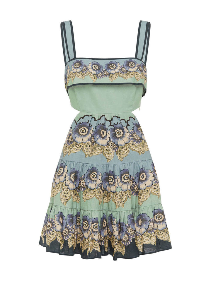 Casual Unique Floral Print Cutout Mini Dress