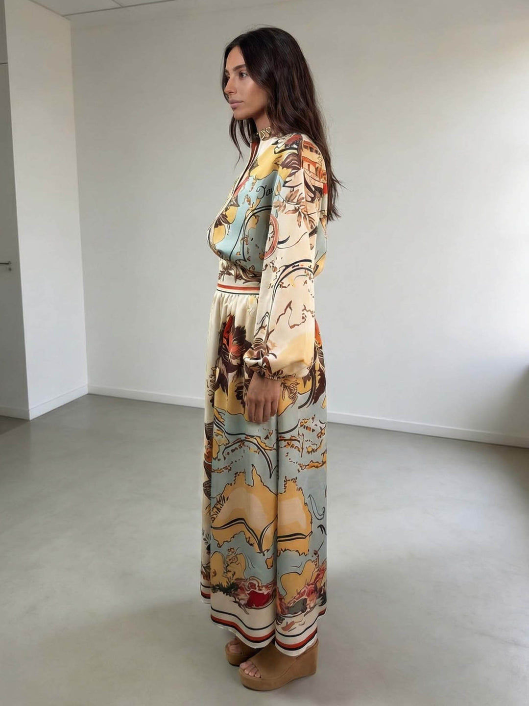 Retro Map Print Two-piece Set
