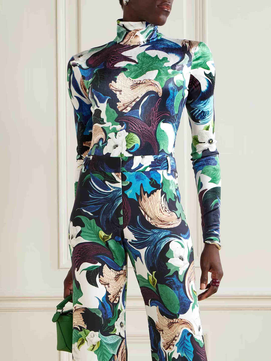 Retro Floral Print High-waist Wide-leg Pants