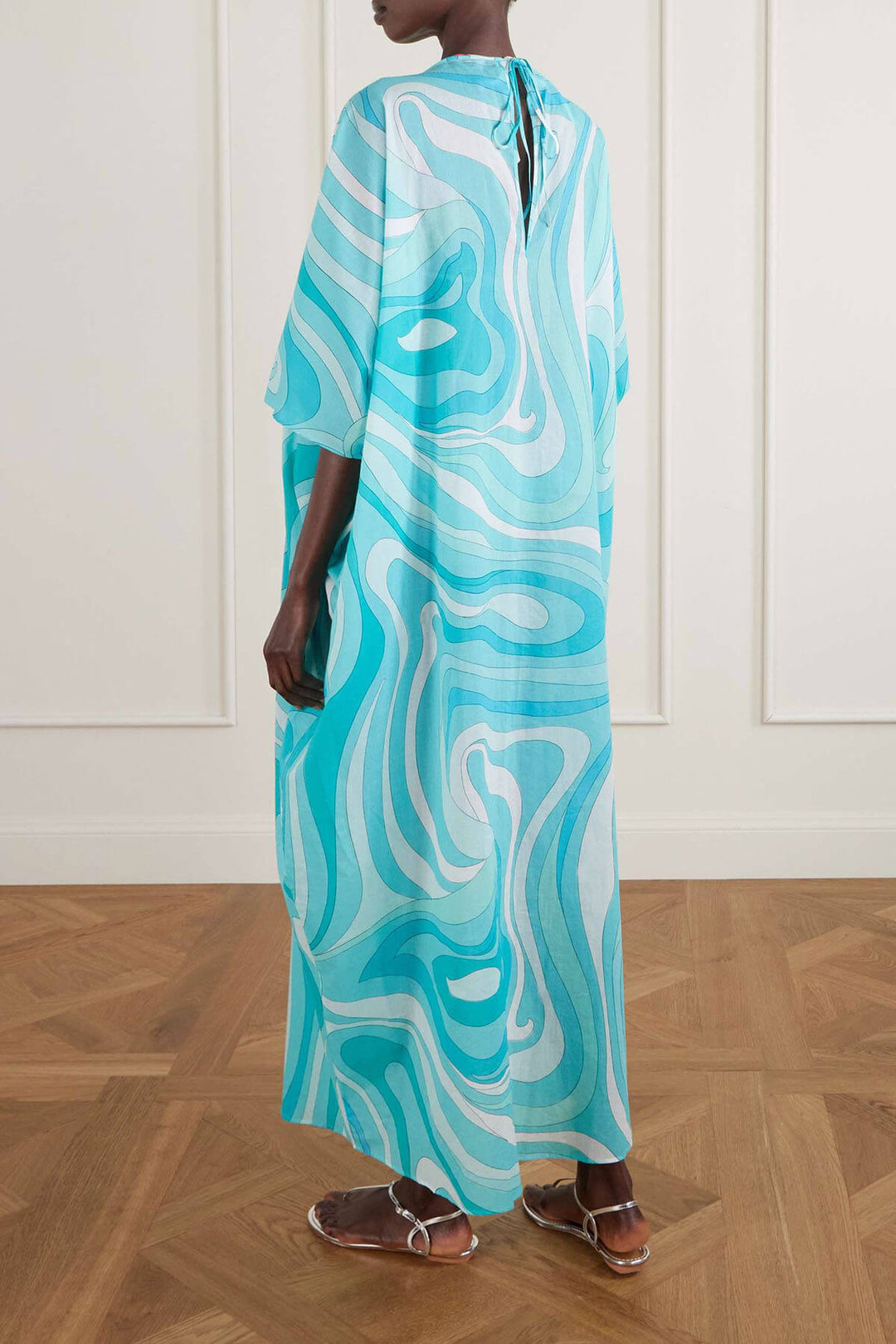 Unique Swirl Print Satin Maxi Dress