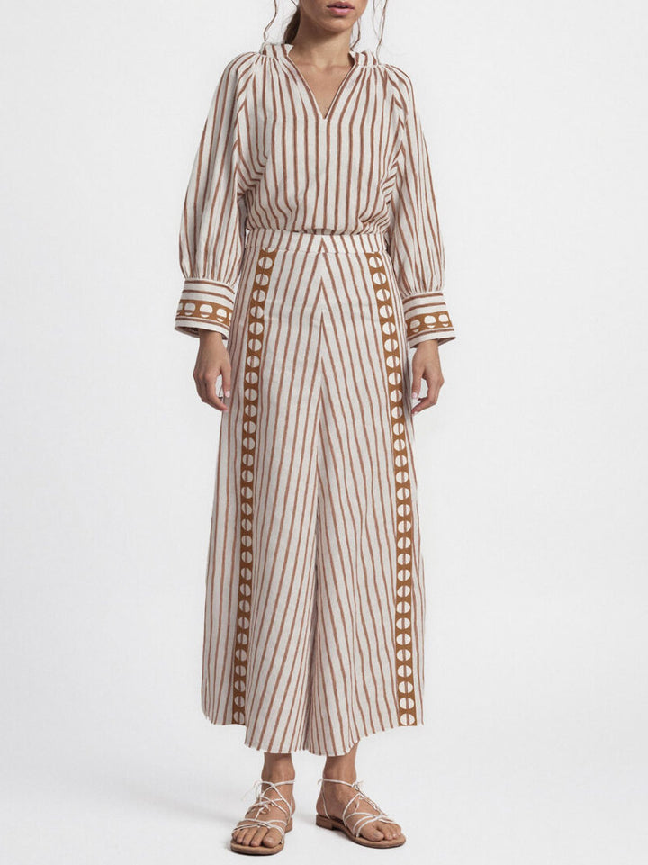 Elegant Striped Wide-leg Pants