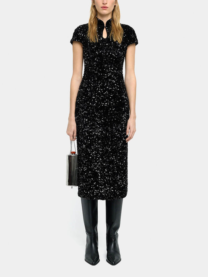 Exquisite Sequin Embellished Midi Dress