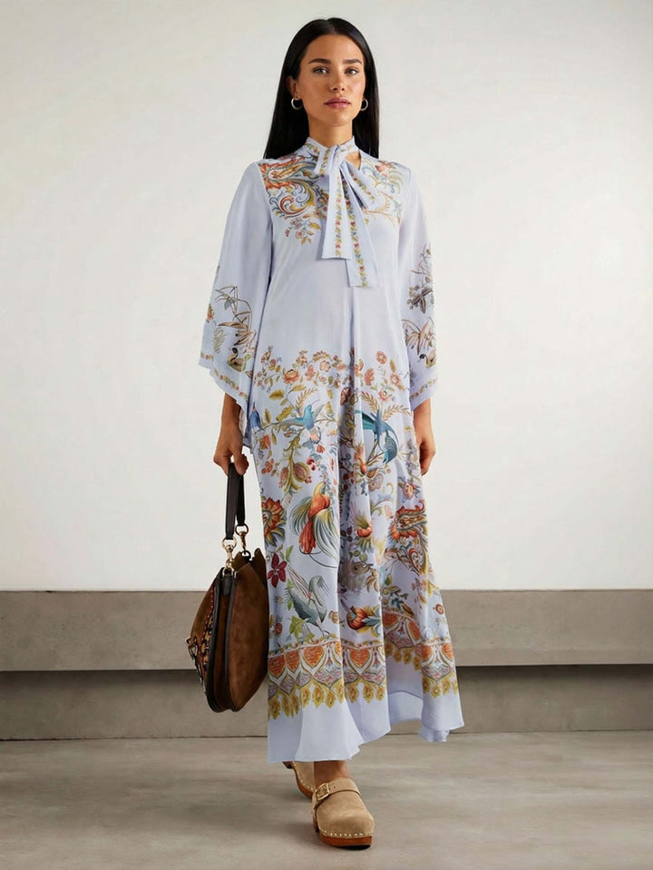 Exquisite Bow Print Maxi Dress