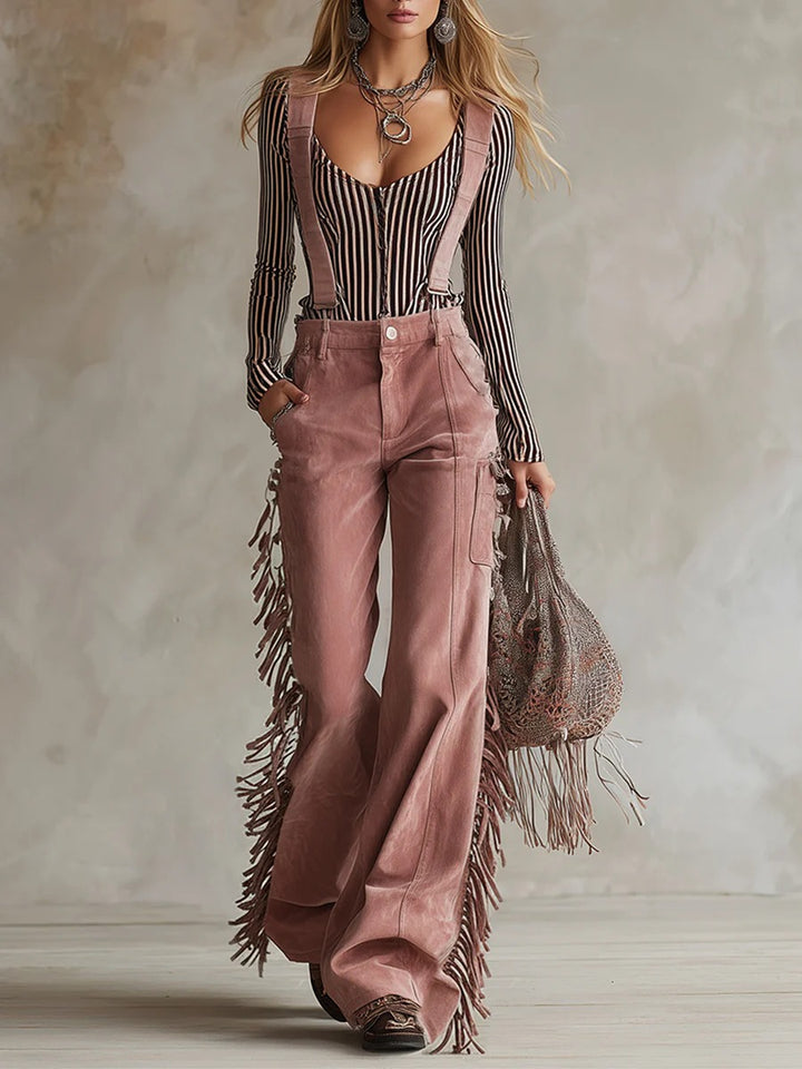 Casual Tassel Overalls Two-piece Set