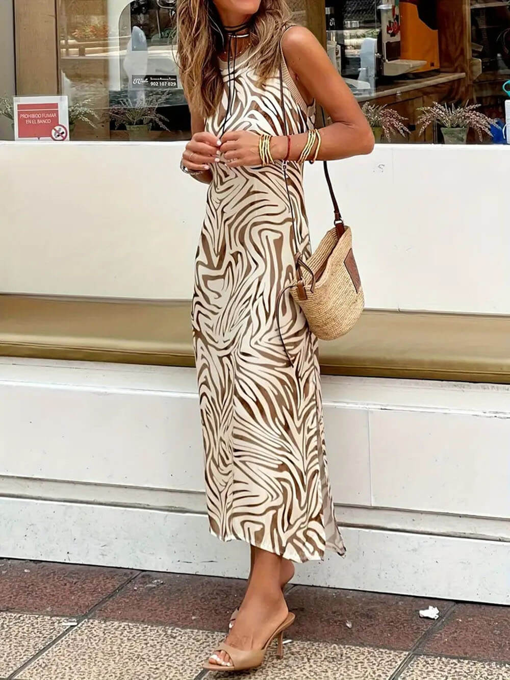 Casual Zebra Print Sleeveless Resort Dress