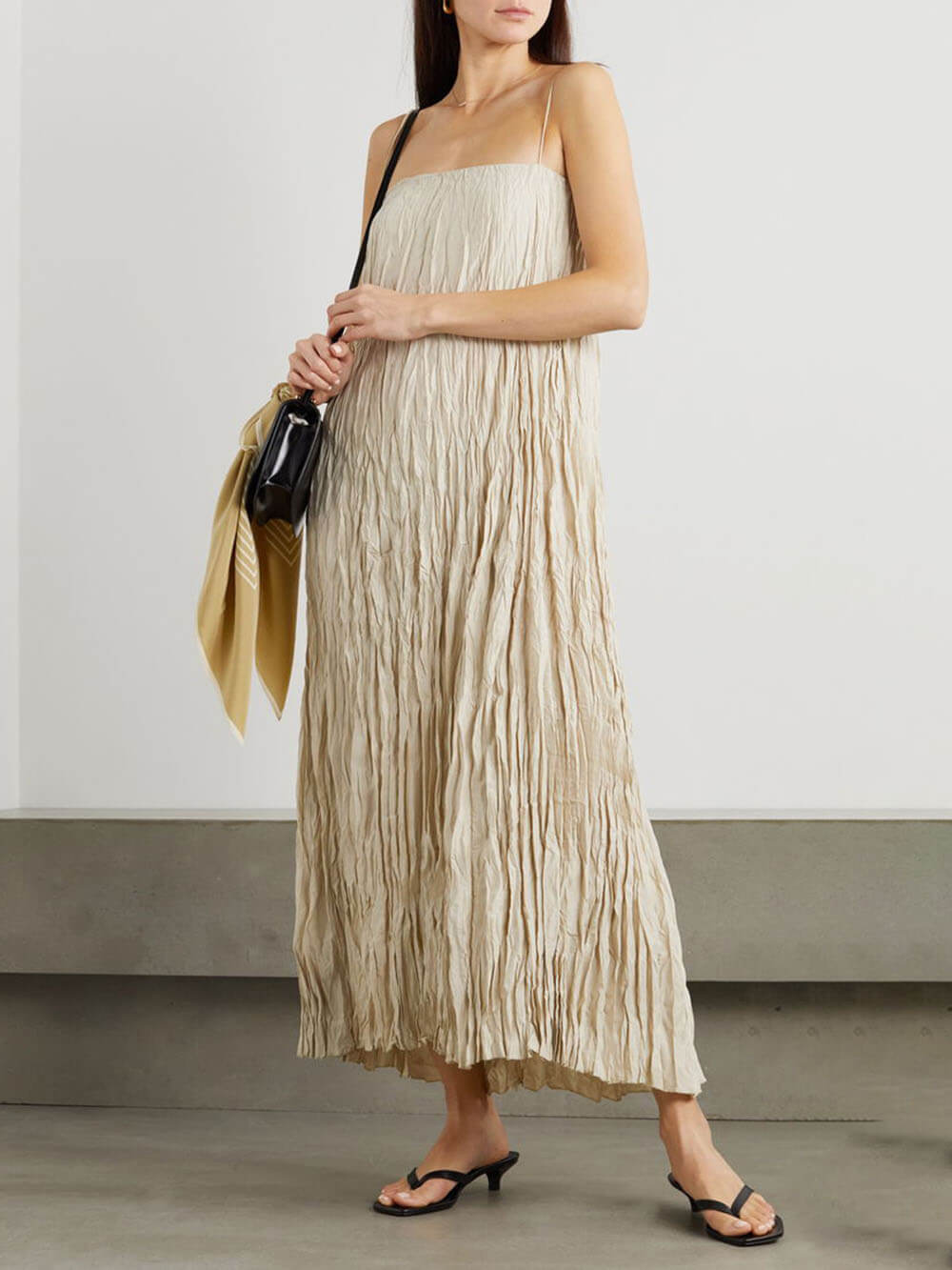 Elegant And Beautiful Pleated Suspender Maxi Dress