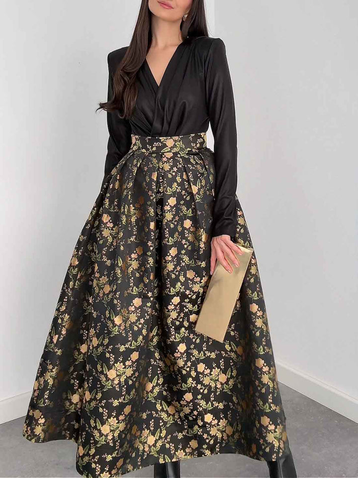 Elegant Jacquard Full Skirt Two-piece Set