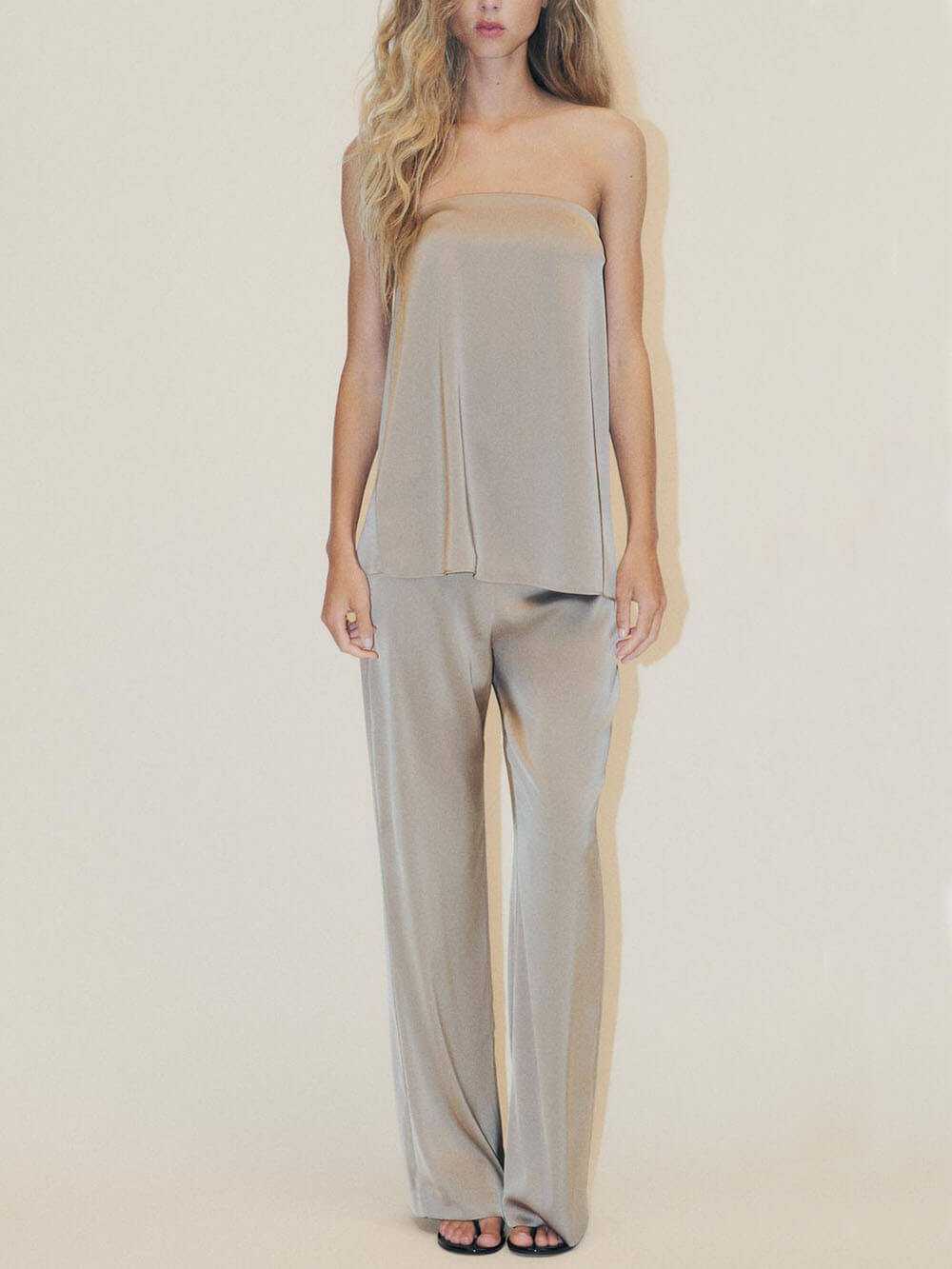 Elegant Strapless Off-Shoulder Satin Top