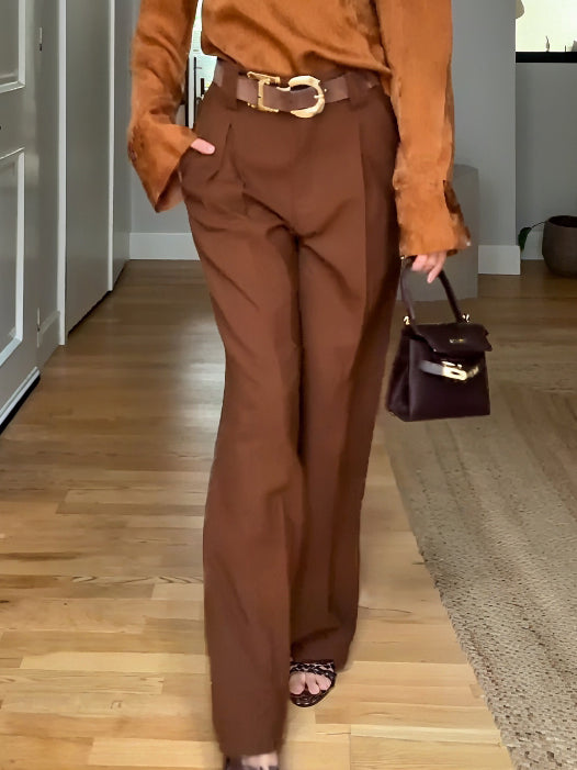 Elegant High-Waisted Wide-Leg Tailored Pants