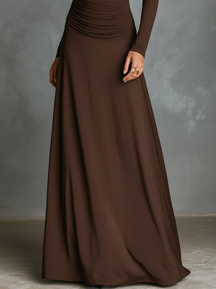 Casual High-neck Pleated Maxi Dress