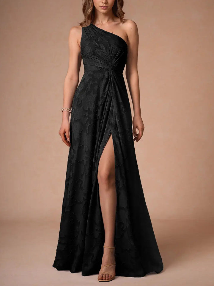 Elegant One-shoulder Slit Maxi Dress