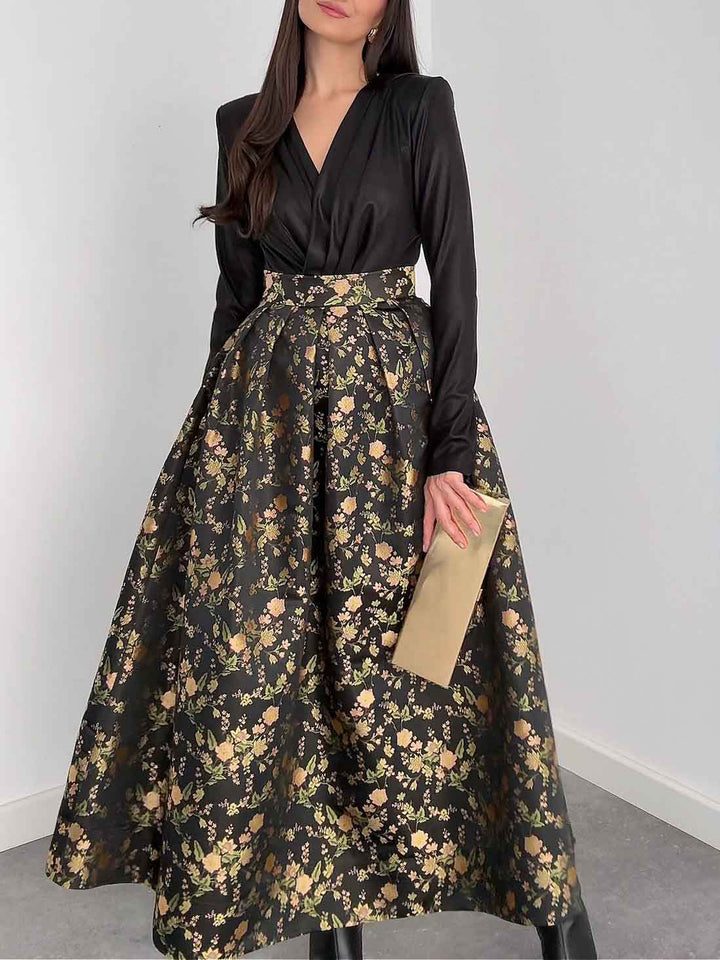 Elegant Jacquard Full Skirt Two-piece Set