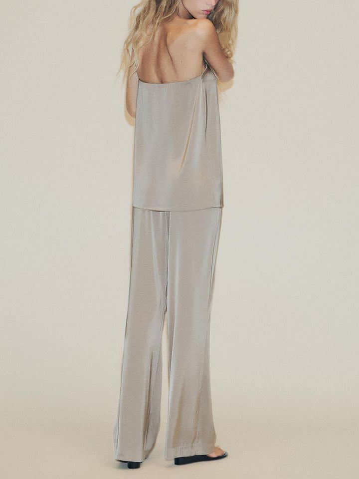 Elegant Strapless Off-Shoulder Satin Top