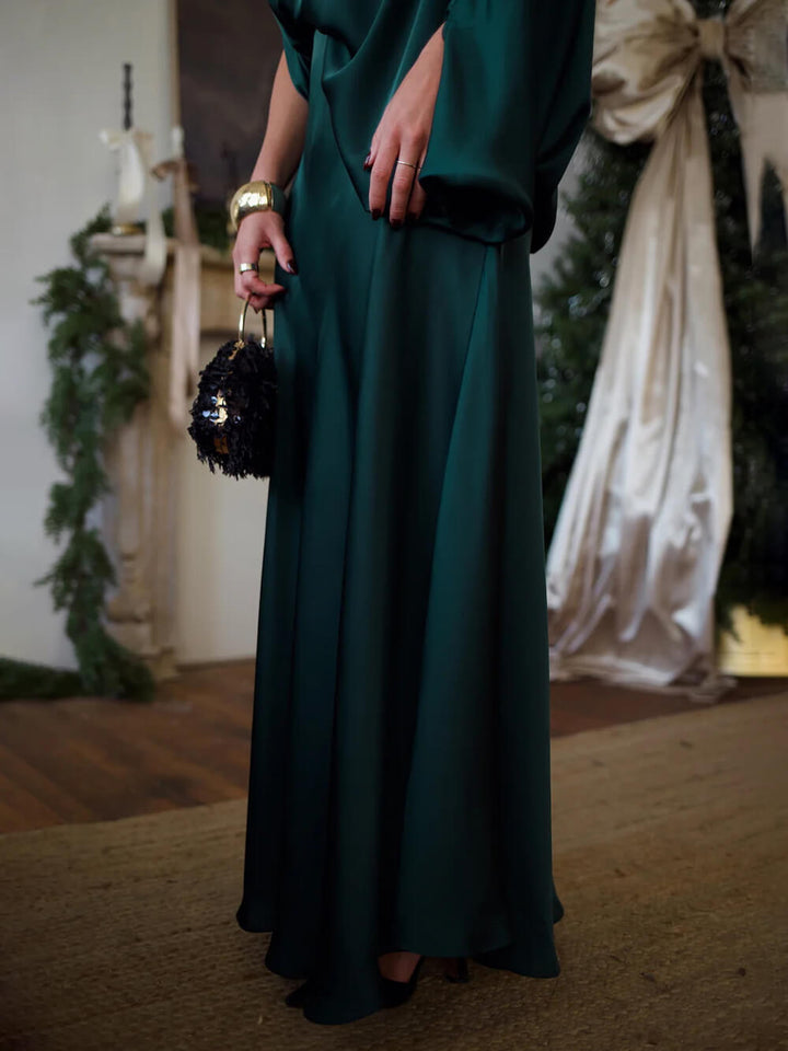 Exquisite Satin High-Waisted Maxi Skirt