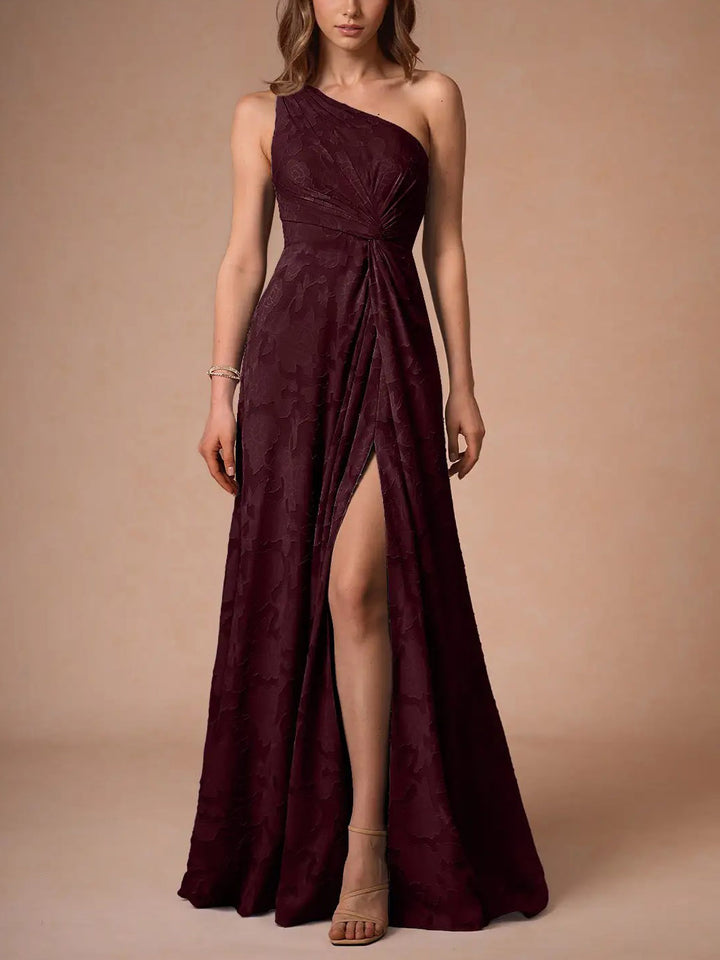 Elegant One-shoulder Slit Maxi Dress
