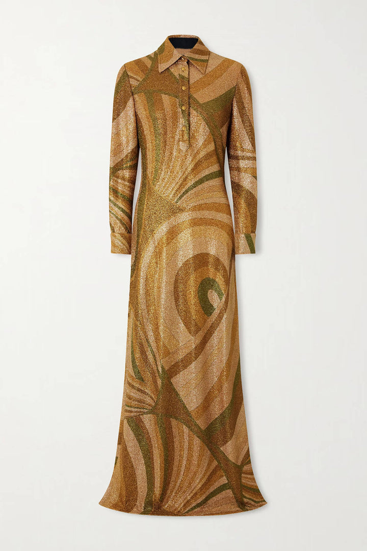 Fashion Unique Printed Knit Sequin Maxi Dress