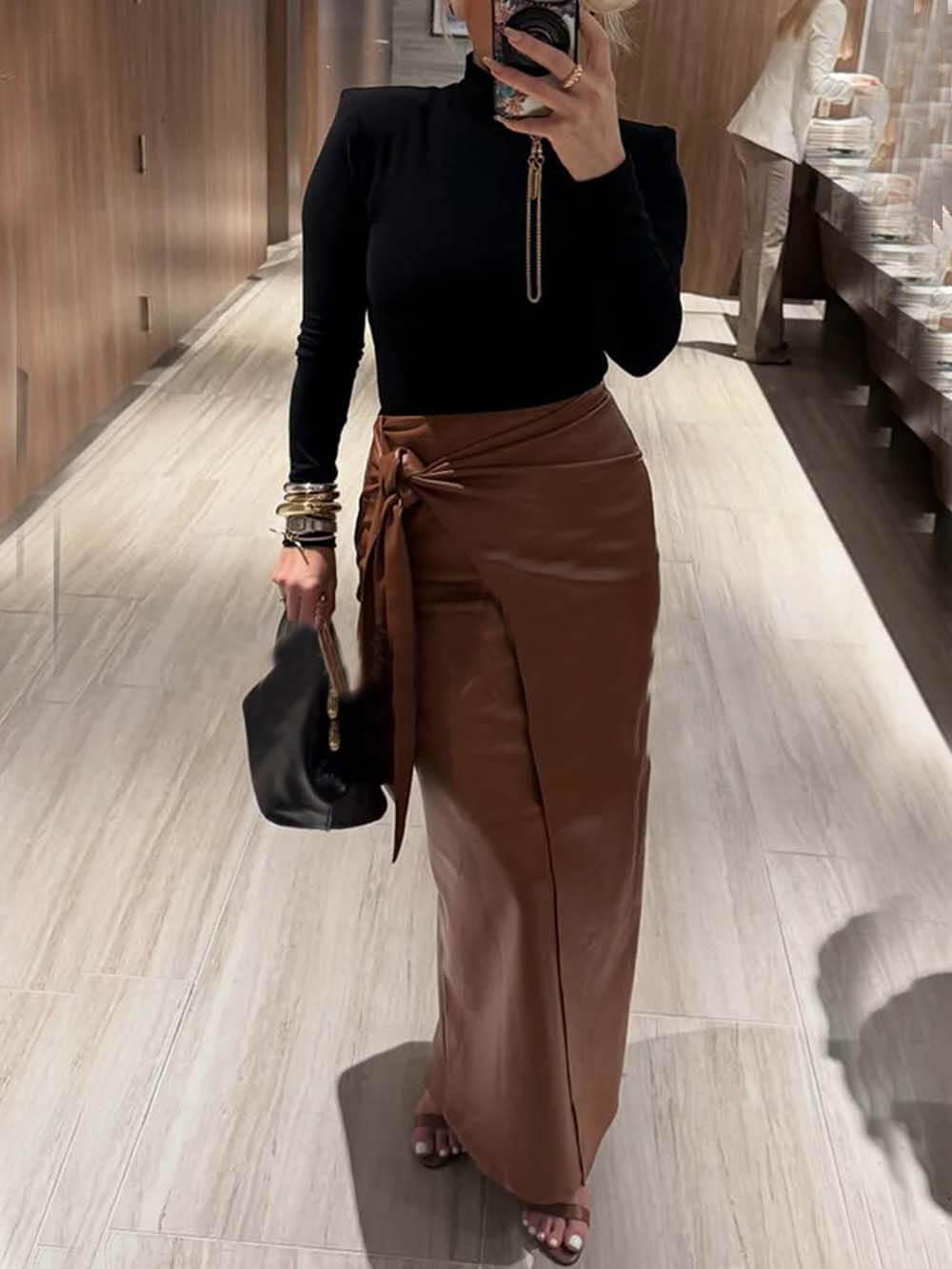 Casual Chic Turtleneck Long Sleeve Stretch Slim Top