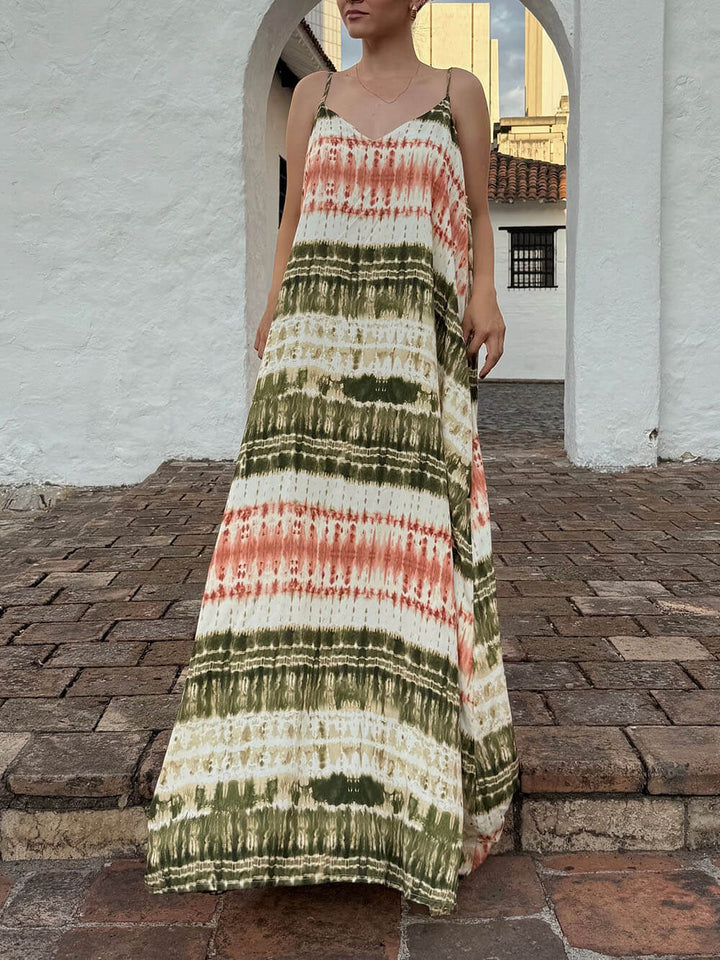 Casual Tie-Dye Print Sleeveless Maxi Dress