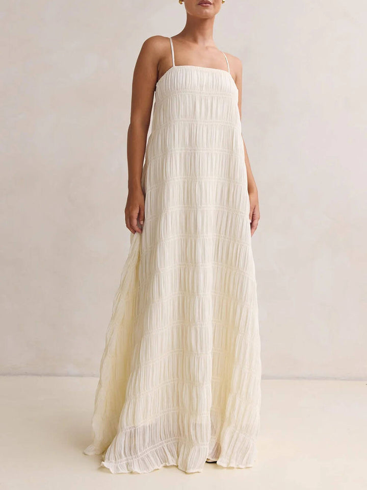 Exquisite Pleated Off-Shoulder A-Line Maxi Dress