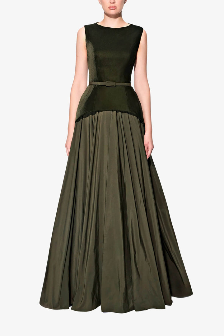 Elegant Patchwork Ruched A-Line Maxi Dress