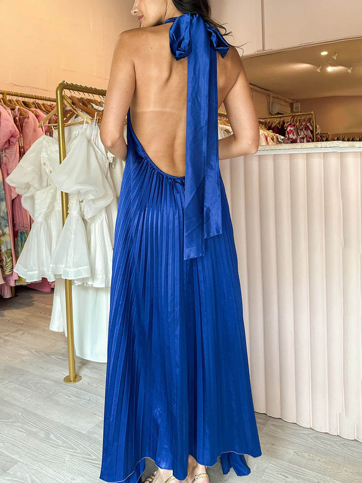 Unique Pleated Hollow Swing Opera Gown Maxi Dress