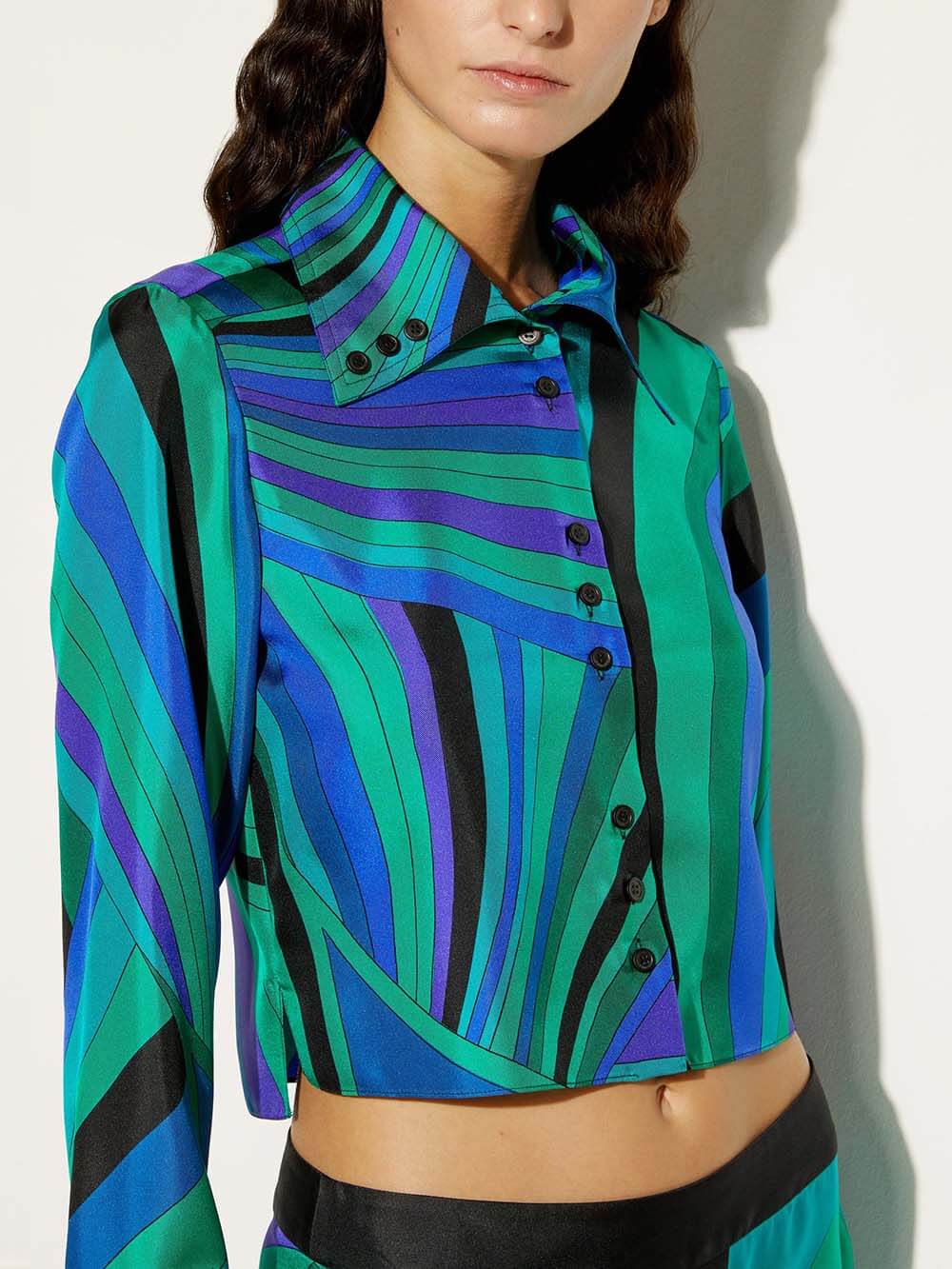 Unique Rainbow Print High-Waisted Wide-Leg Pants