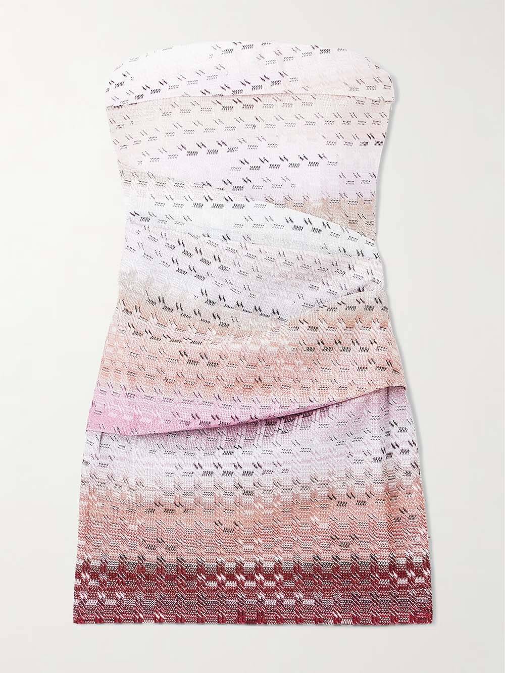 Sexy Ruched Gradient Metallic Print Mini Dress