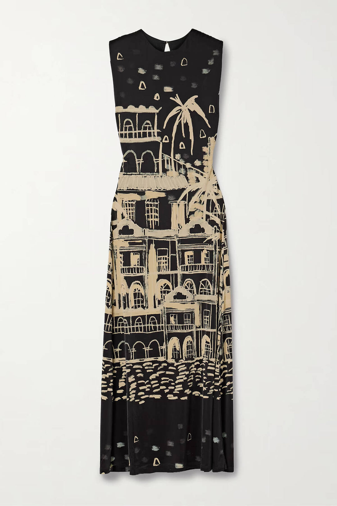 Unique Geometric Print Satin Maxi Dress