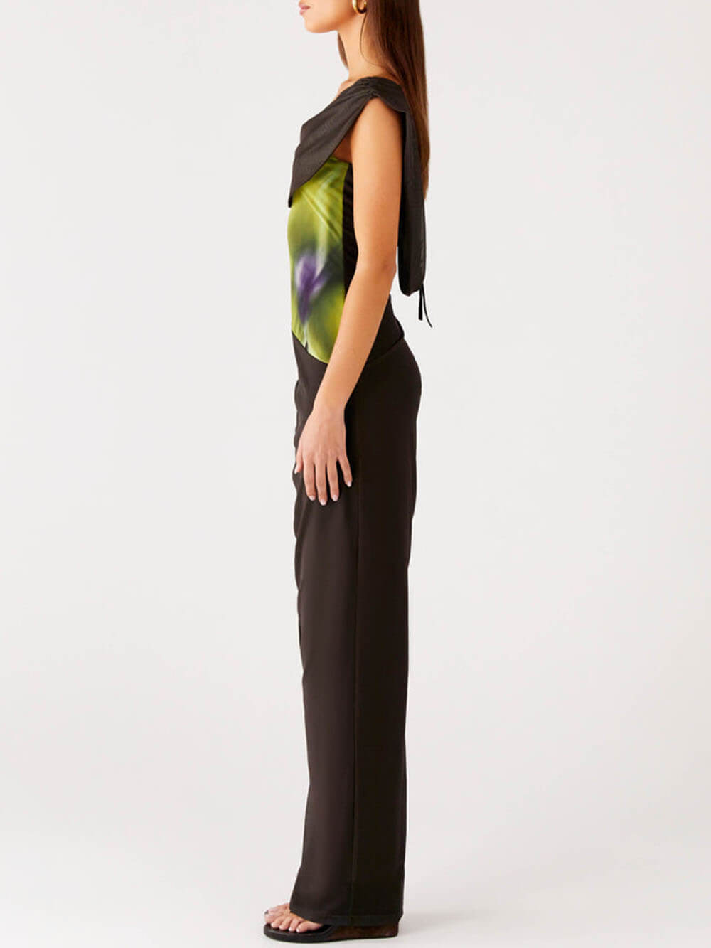 Elegant Printed Backless Slim-Fit Slit Maxi Dress