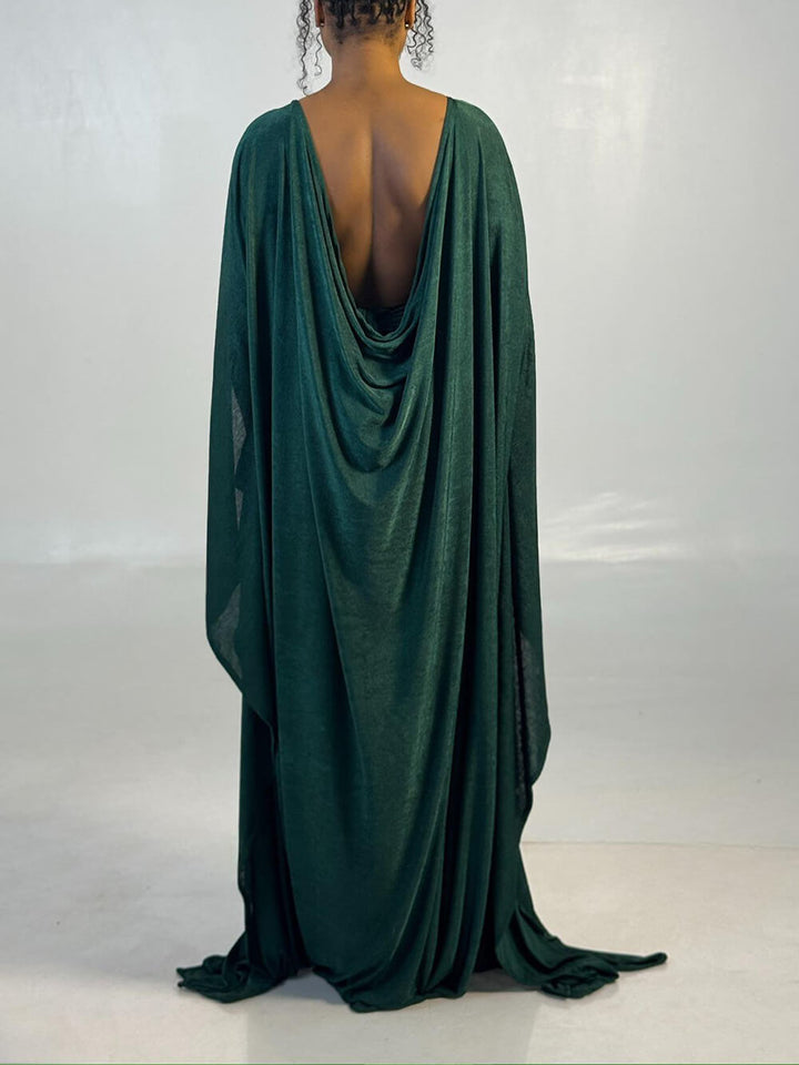 Elegant Ruched Backless Maxi Dress