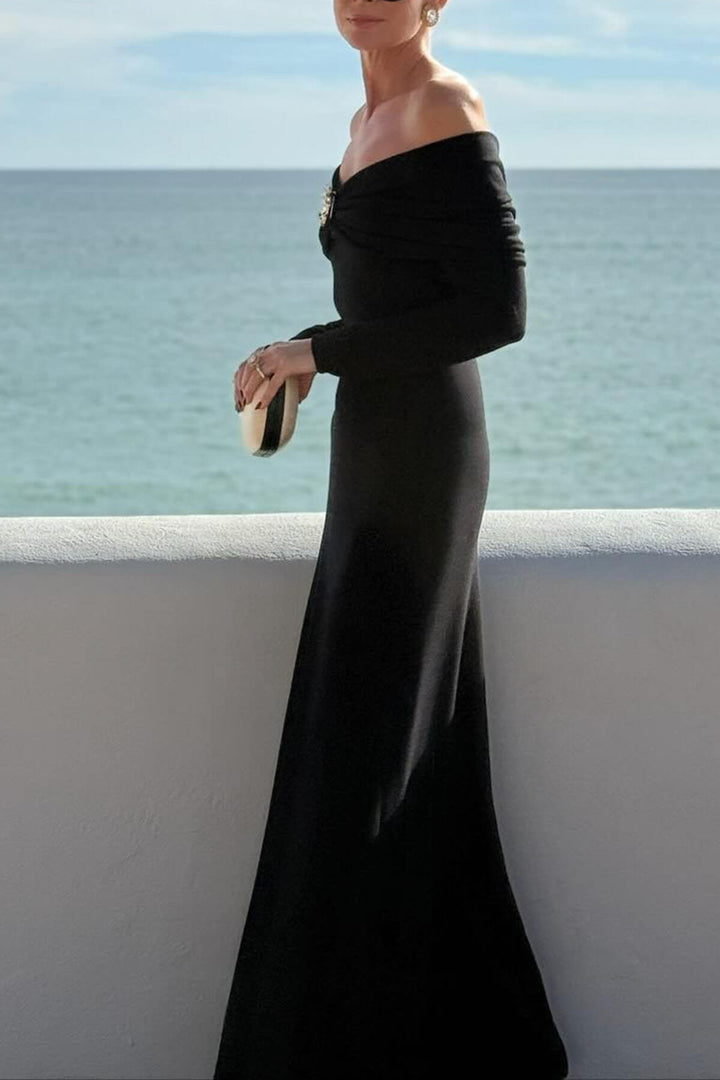 Elegant Strapless Ruched Bodycon Maxi Dress