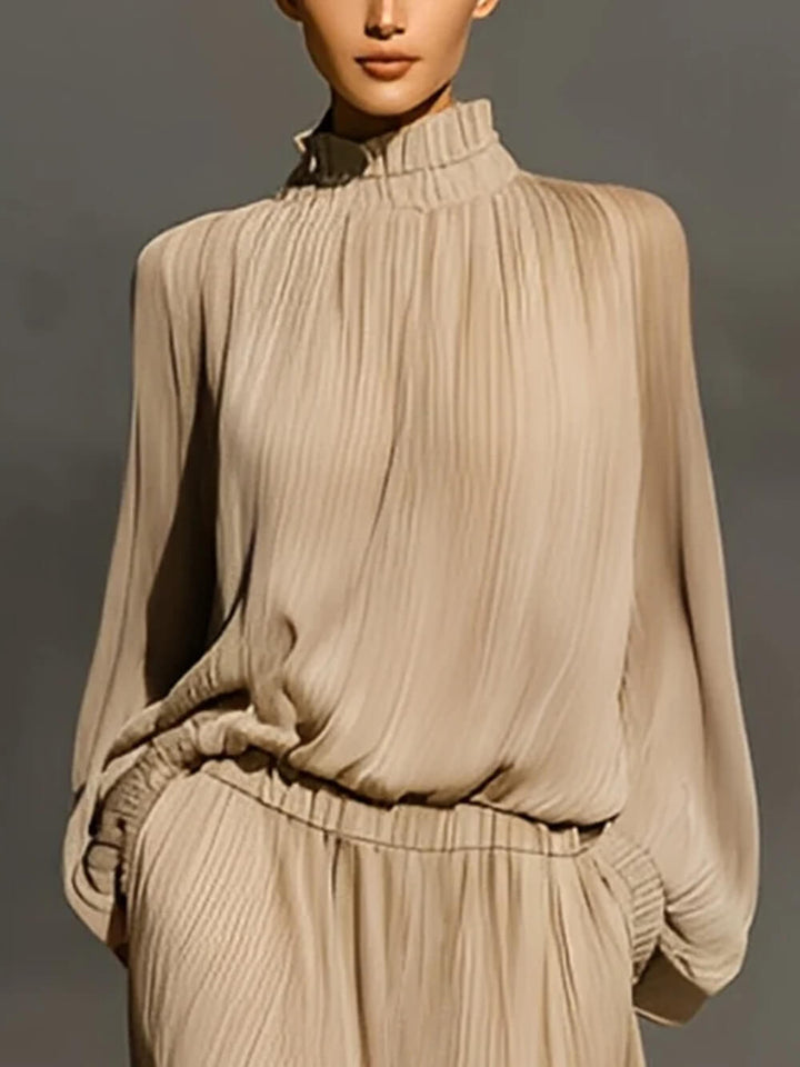 Modern Casual Chiffon Pleated Elastic Waist Pocket Skirt