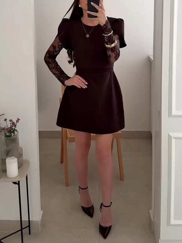 Elegant Lace Sleeve Mini Dress