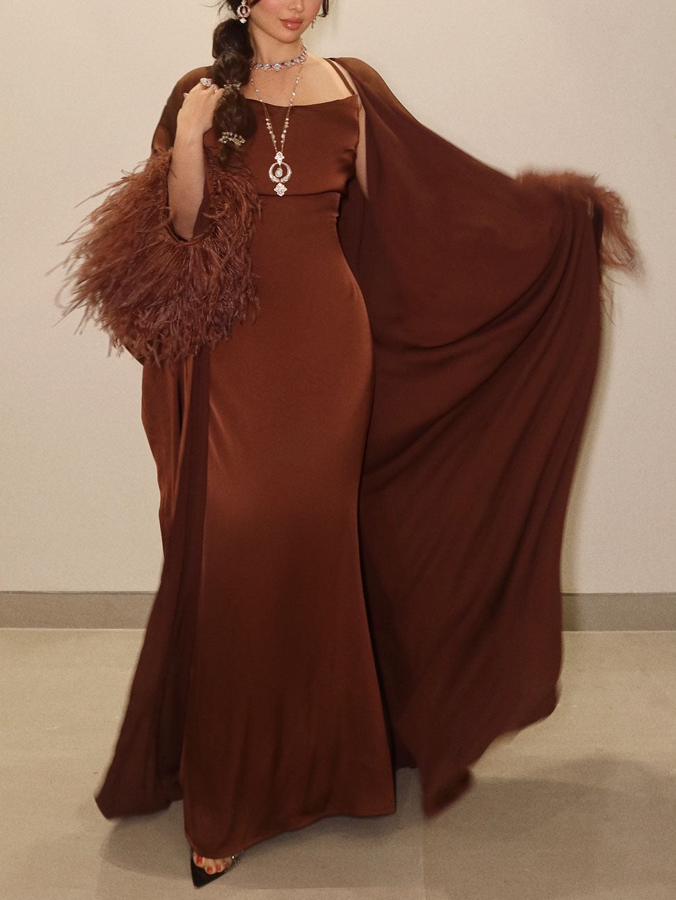 Elegant Slip Dress And Shawl Two-piece Set