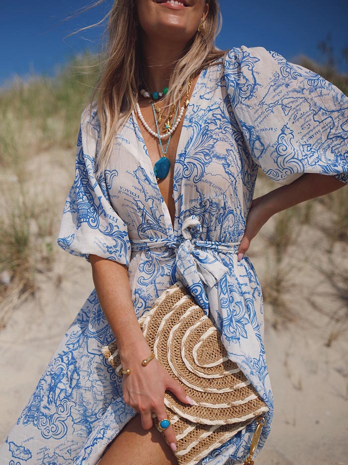 Unique Floral Print Belted Single-breasted Shirt Maxi Dress
