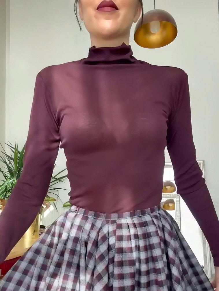 Elegant Plaid High-Slit Maxi Skirt