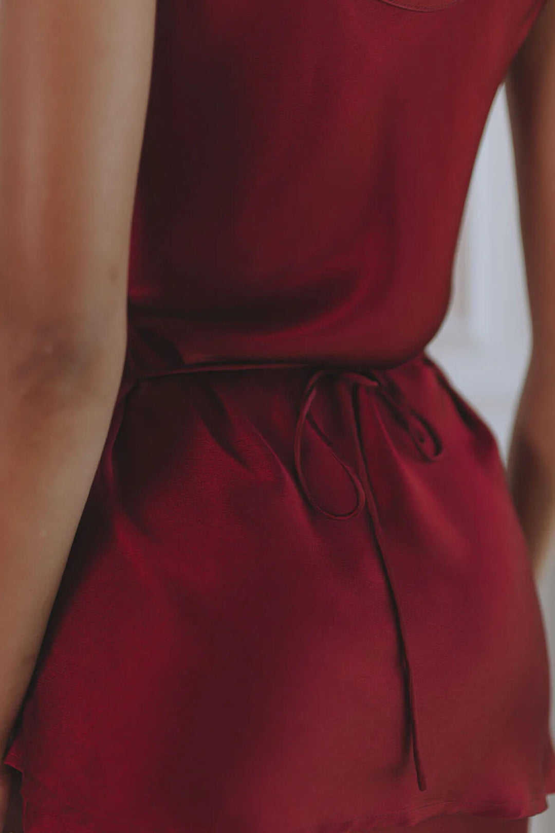 Elegant Asymmetrical Round Neck Satin Top and Fishtail Skirt Set