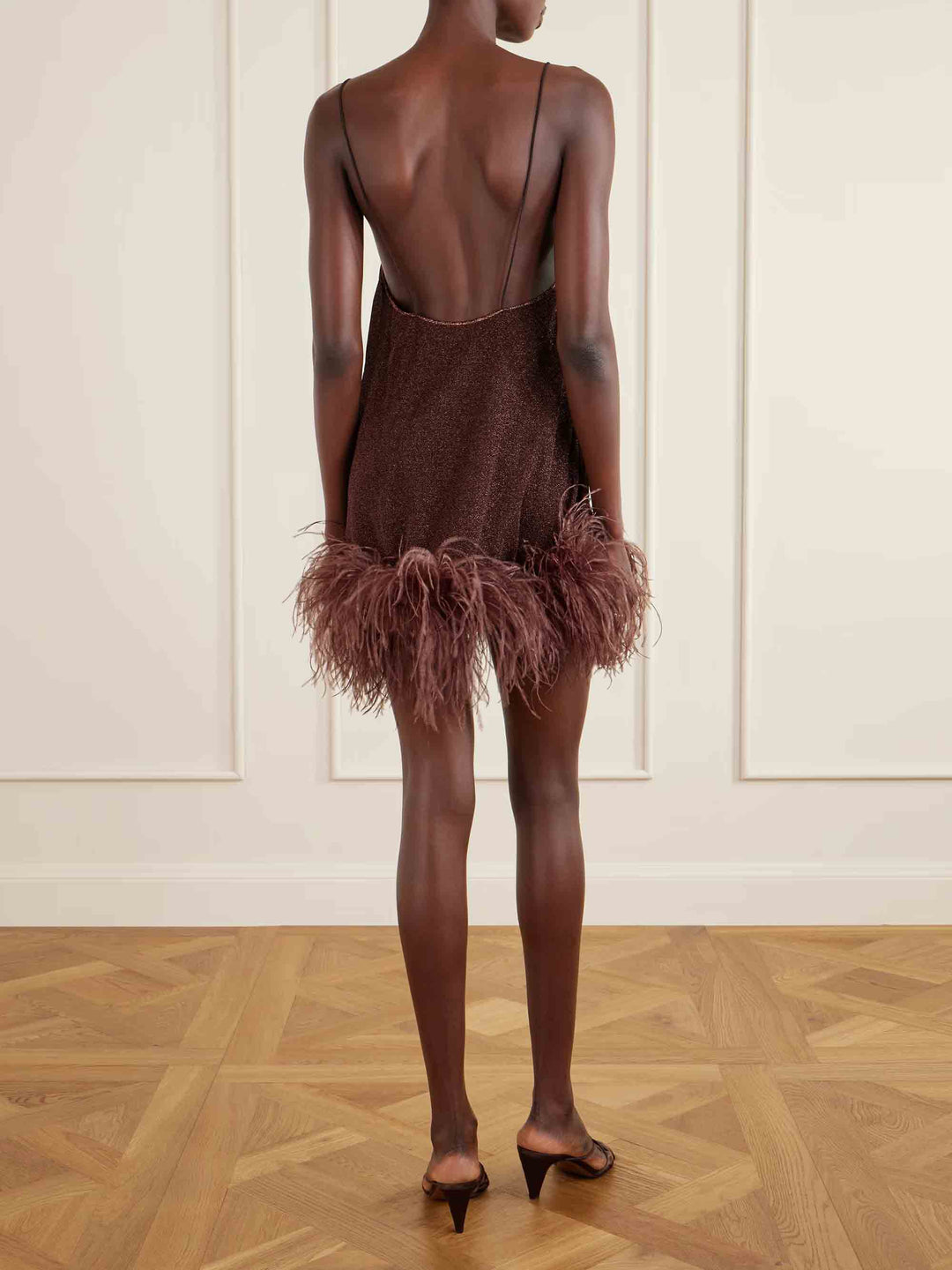 Elegant Feather Hem Mini Dress