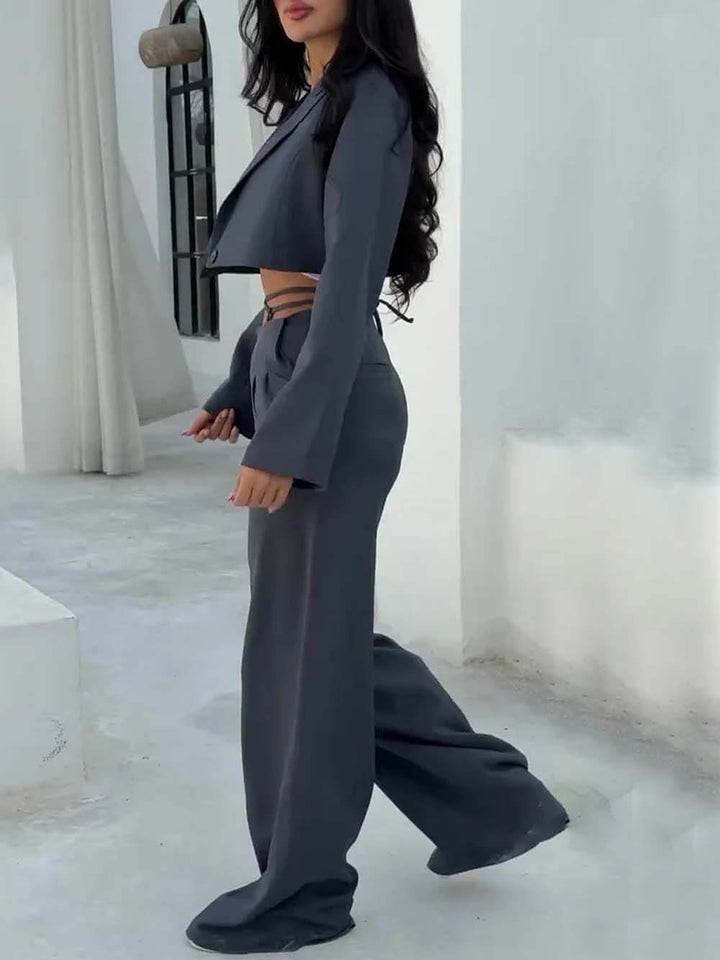 Unique Fashion Tie-Waist Pocket Wide-Leg Pants