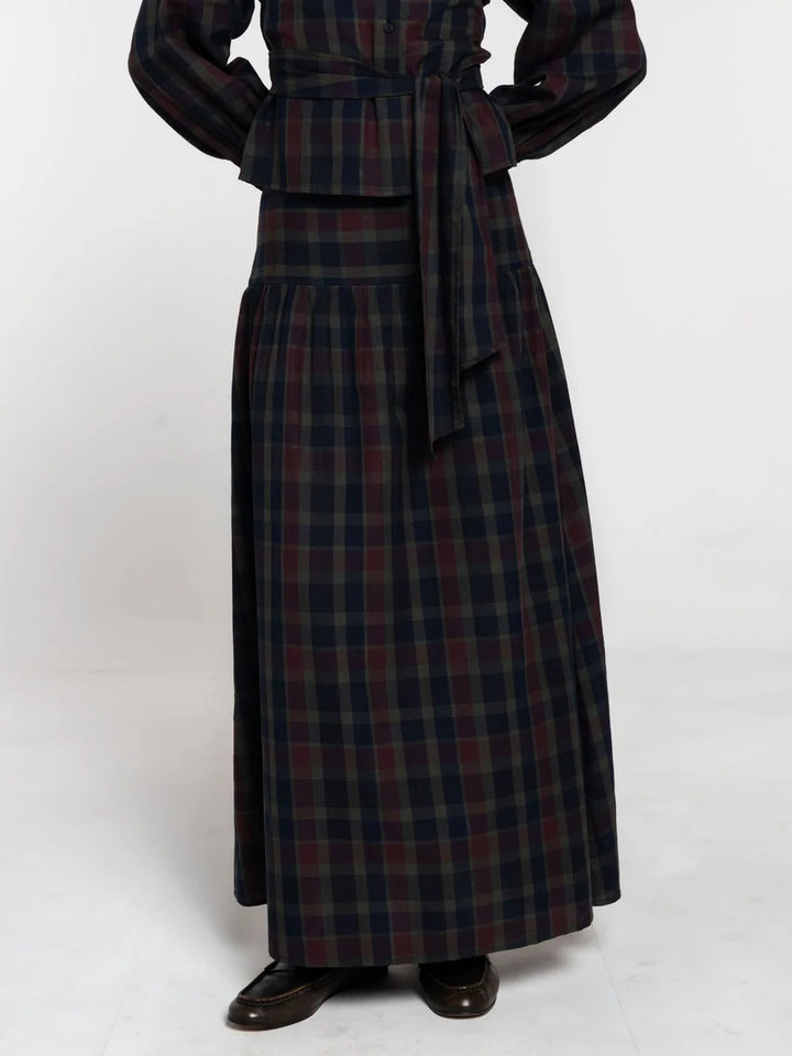 Retro Plaid Print Maxi Skirt