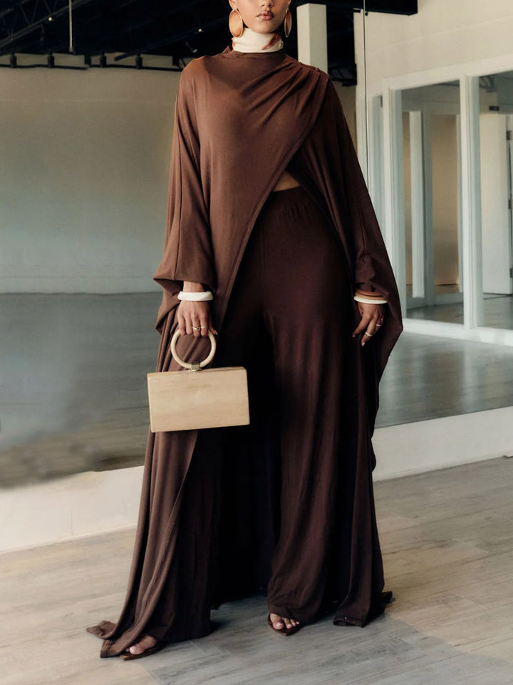 Exquisite Layered Knitted Shawl Two-piece Set