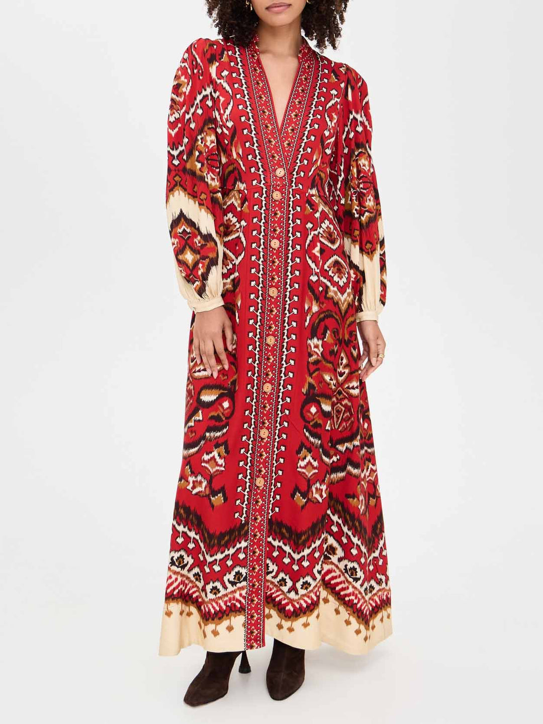 Casual Bohemian Print Shirt Maxi Dress