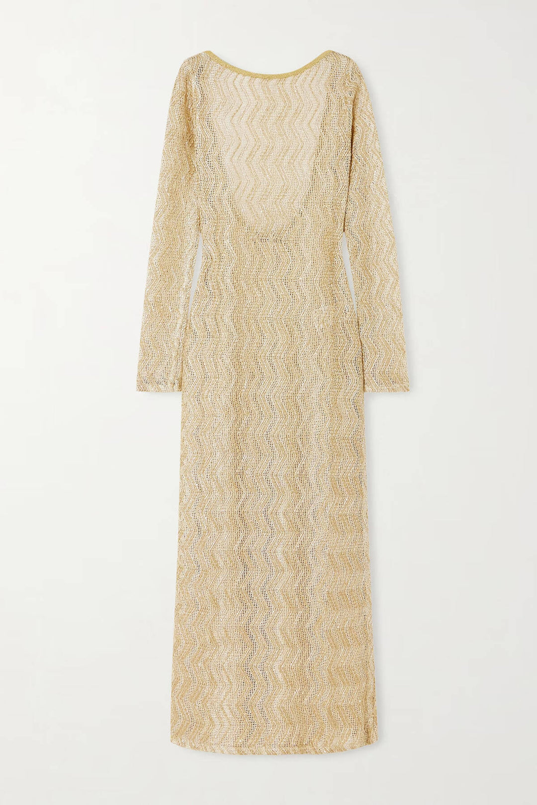 Casual Backless Metallic Crochet Maxi Dress