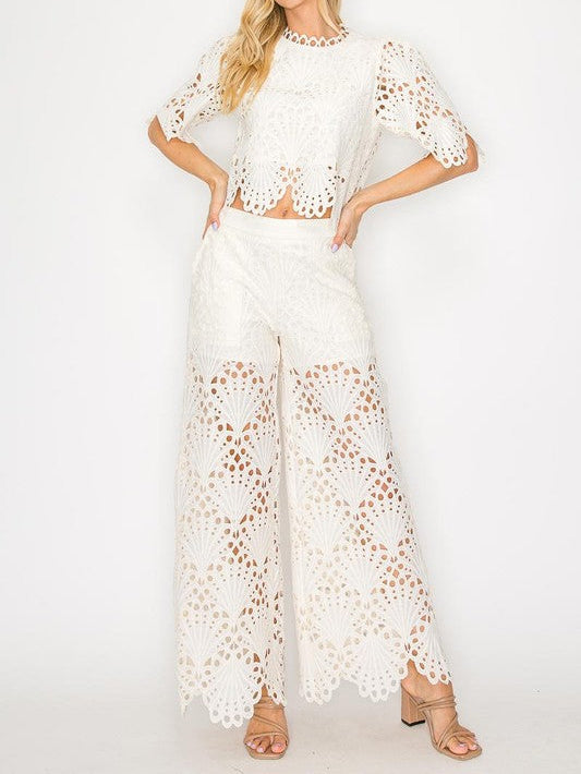 Elegant Lace Cutout Pants