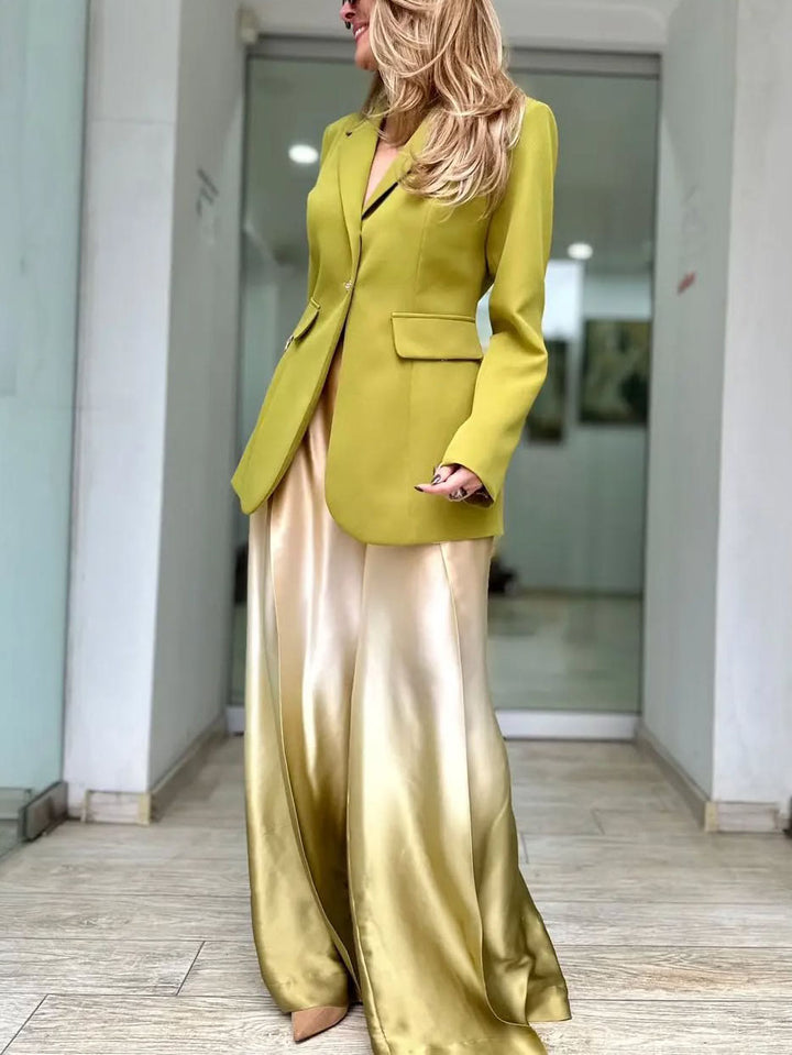 Elegant Gradient Satin Wide-leg Pants