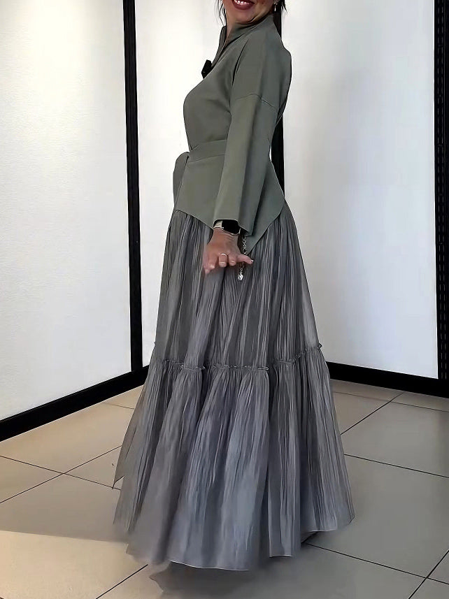 Unique Waist-belted Maxi Dress