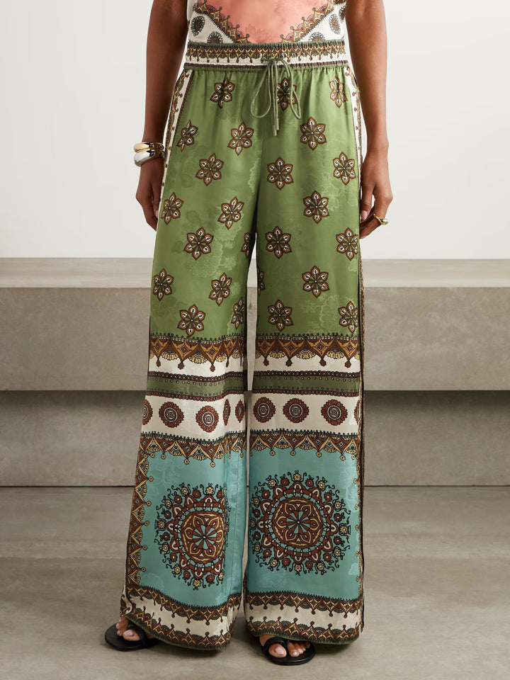 Exquisite Bohemian Print Vest Two-Piece Set