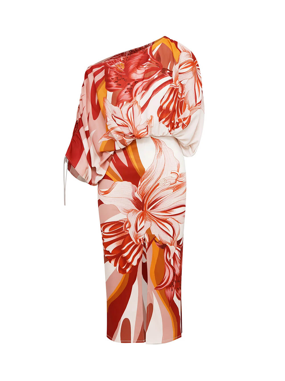 Exquisite Asymmetrical One-Shoulder Unique Floral Print Drop-Shoulder Top